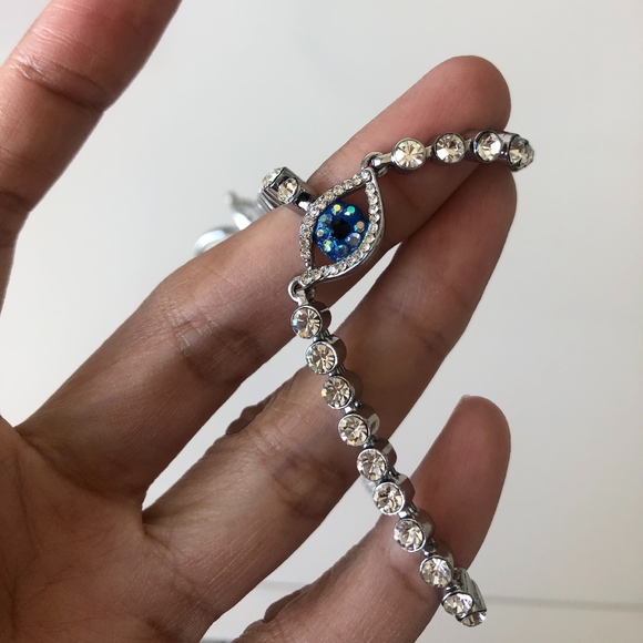 Blue Evil Eye Finger Chain Bracelet - Picture 7 of 7